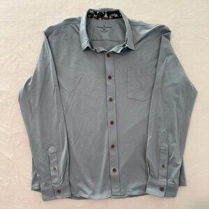 Tailor Vintage Blue Birdseye‎ Pique Button Down Stretch Cotton Shirt Size XL